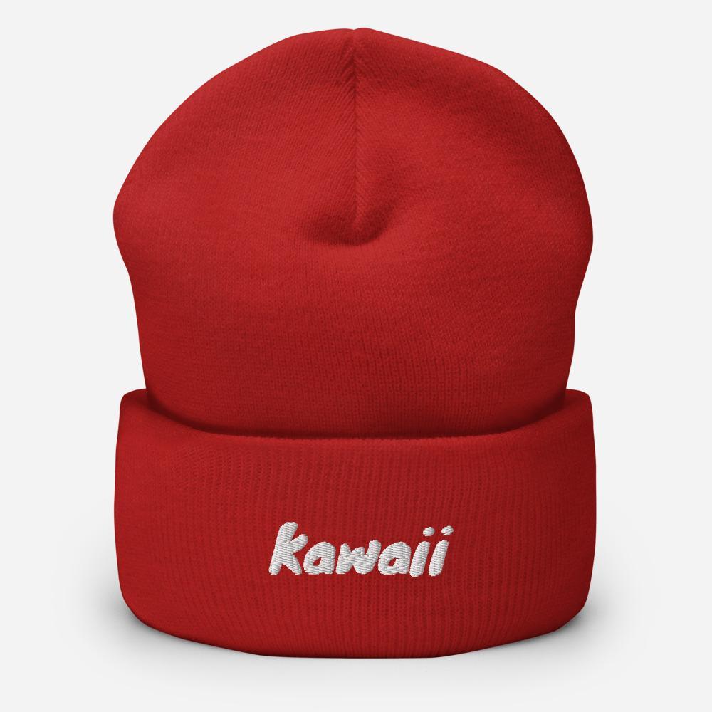 Kawaii Japanese Word Embroidered Unisex Cuffed Beanie - BUCKET POPCORN