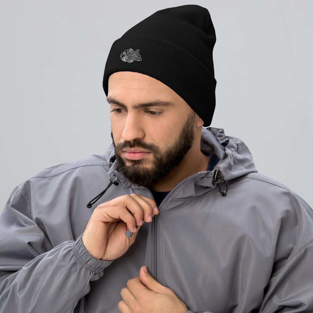 Taiyaki Waffle Fish Icon Embroidered Unisex Cuffed Beanie - BUCKET POPCORN
