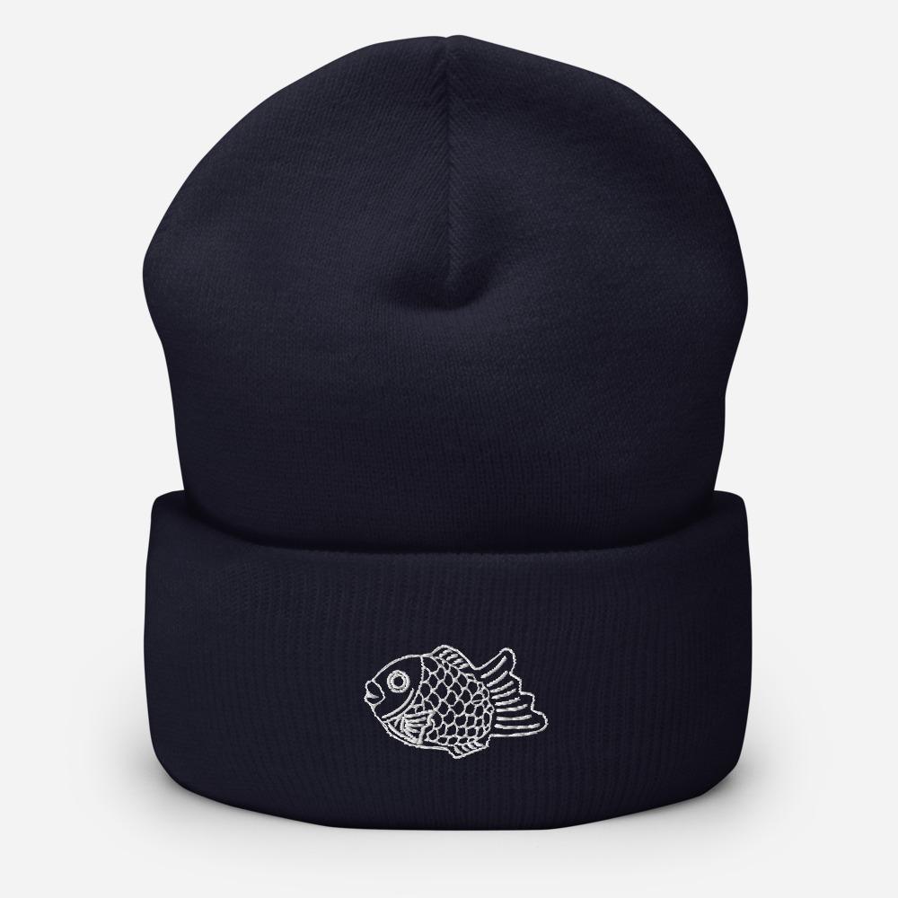 Taiyaki Waffle Fish Icon Embroidered Unisex Cuffed Beanie - BUCKET POPCORN