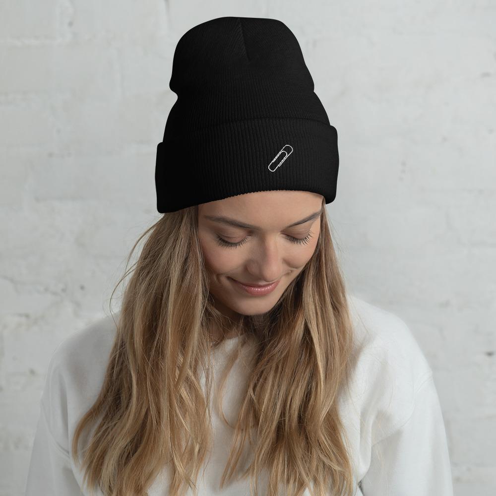 Cute Paper Clip Embroidered Unisex Cuffed Beanie - BUCKET POPCORN