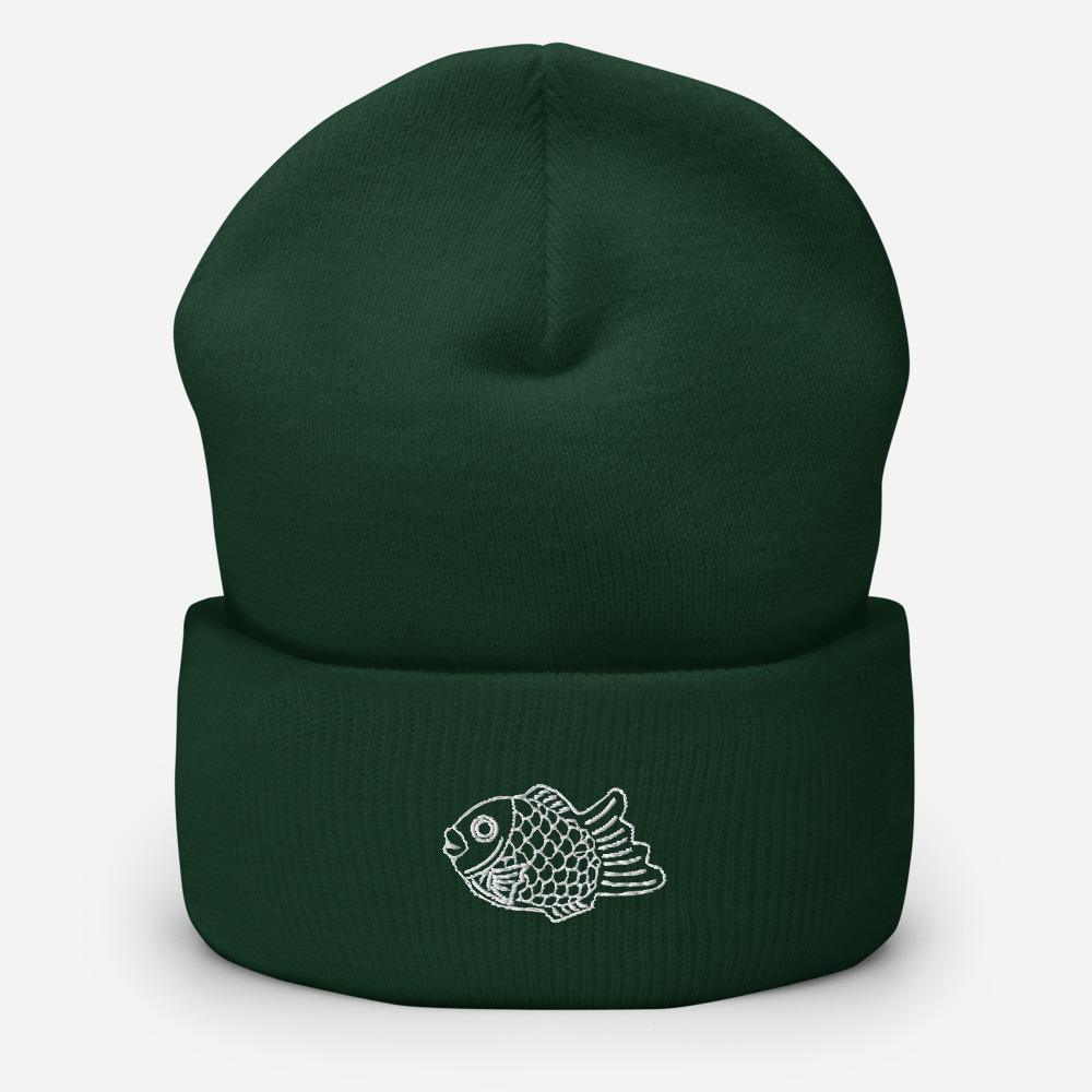 Taiyaki Waffle Fish Icon Embroidered Unisex Cuffed Beanie - BUCKET POPCORN