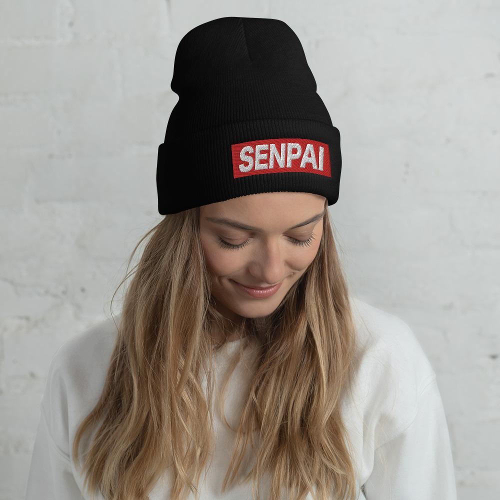 Senpai Japanese Word Anime Lover Unisex Cuffed Beanie - BUCKET POPCORN