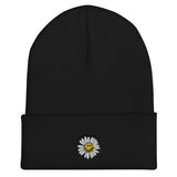 Cute Smiley Face Daisy Embroidered Unisex Cuffed Beanie - BUCKET POPCORN