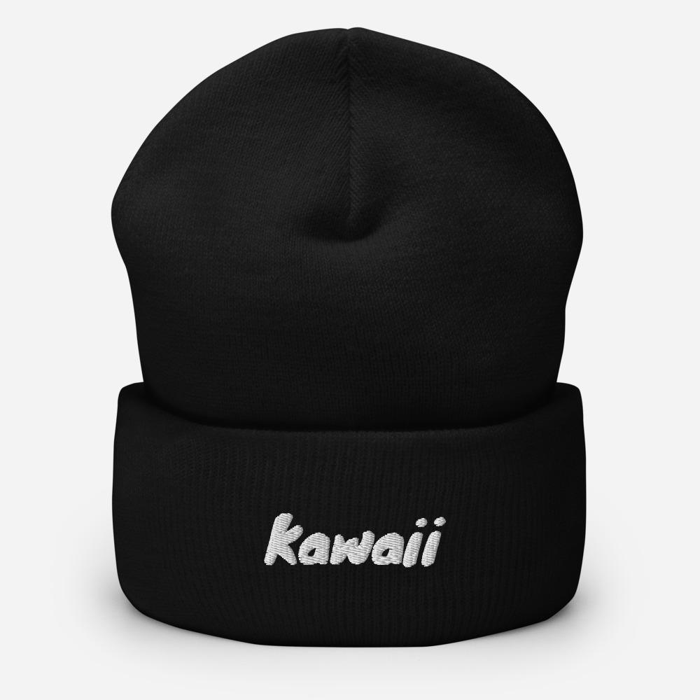 Kawaii Japanese Word Embroidered Unisex Cuffed Beanie - BUCKET POPCORN