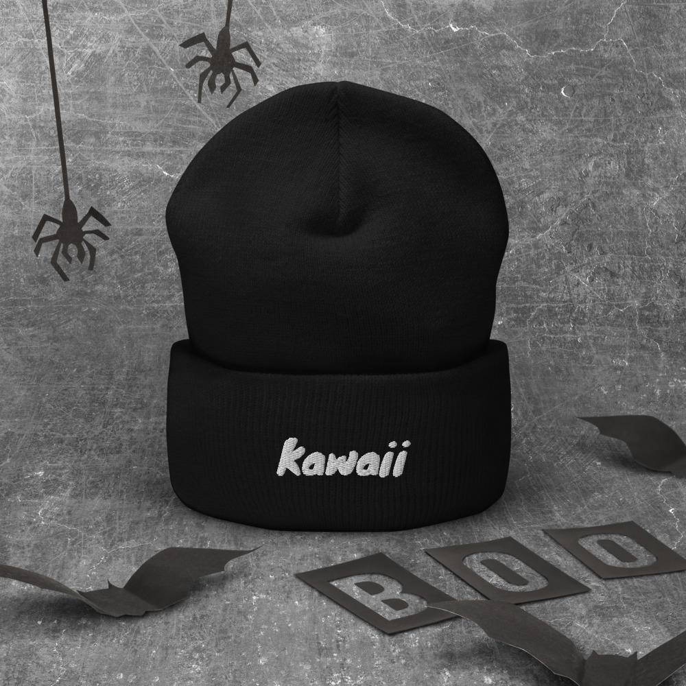 Kawaii Japanese Word Embroidered Unisex Cuffed Beanie - BUCKET POPCORN