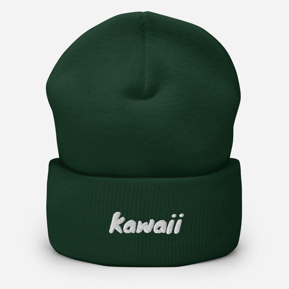 Kawaii Japanese Word Embroidered Unisex Cuffed Beanie - BUCKET POPCORN