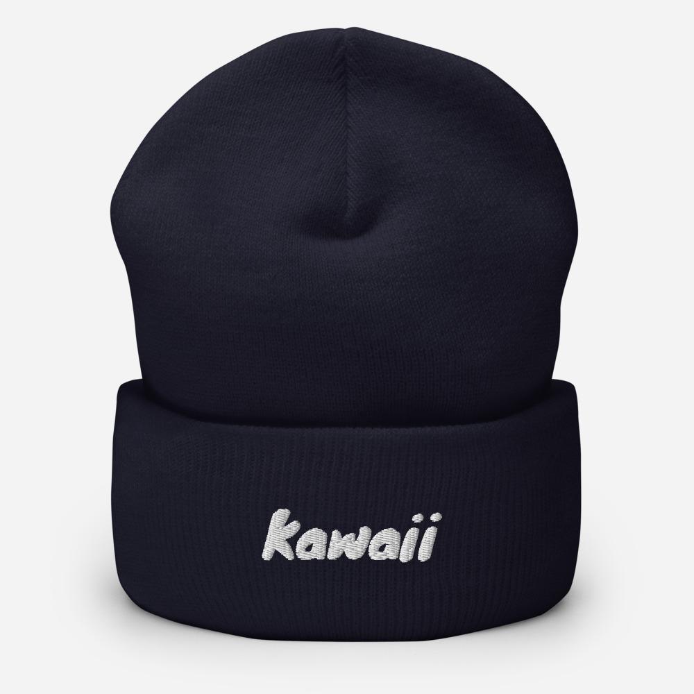 Kawaii Japanese Word Embroidered Unisex Cuffed Beanie - BUCKET POPCORN