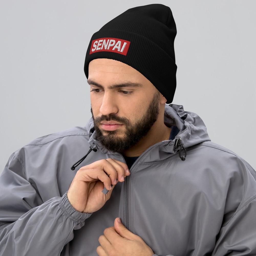 Senpai Japanese Word Anime Lover Unisex Cuffed Beanie - BUCKET POPCORN