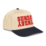 Sunday Funday 3D Puff Embroidered Trucker Cap - Two Tone Snapback - Unisex Baseball Cap - natural/navy - semi front