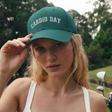 Cardio Day - 3D Puff Embroidered Running Baseball Cap - Unisex Workout Hat - model photo