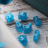 Christmas Blue Snowflake Handmade Resin DND Dice Set