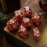 Christmas Red Snowflake Handmade Resin DND Dice Set