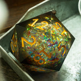 Massive Dark Black And Foil Liquid Core 95MM Chonk Handmade Resin Dice And Box