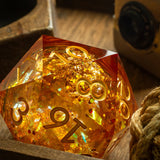 Massive Gold And Glitter Fireball Liquid Core 95MM Chonk Handmade Resin Dice And Box