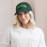 Matcha - 3D Puff Upside Down Logo Embroidered Matcha Baseball Cap - Unisex Matcha Hat - model photo