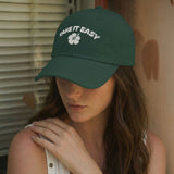 Take It Easy - Hibiscus 3D Puff Embroidered Baseball Cap - Women's Beach Vibe Dad Hat - model photo