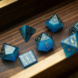 Vine Spike Gemstone Blue Cats Eye Stone DND Dice Set