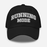 Running Mode - Varsity Logo Embroidered Baseball Cap - Sporty Unisex Running Cap - black - front view