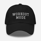 Workout Mode - 3D Puff Embroidered Gym Baseball Cat - Unisex Workout Hat - black - front view
