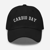 Cardio Day - 3D Puff Embroidered Running Baseball Cap - Unisex Workout Hat - black -front view