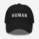 Human-Embroidered Unisex Baseball Cap-Adjustable Dad Hat-black-front view
