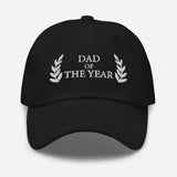 Dad of The Year-Embroidered Baseball Cap-Adjustable Cotton Twill Dad Hat-black-front view