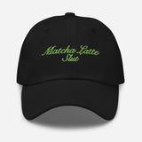 Matcha Latte Slut-Fun Embroidered Unisex Baseball Cap-Adjustable Cotton Twill Dad Hat-black-front view