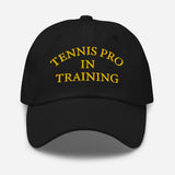 Tennis Pro in Training-Fun Embroidered Unisex Baseball Cap-Adjustable Cotton Twill Dad Hat-black-front view