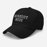 Workout Mode - 3D Puff Embroidered Gym Baseball Cat - Unisex Workout Hat - black - semi front view