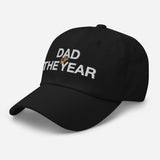 Dad of The Year-Unisex Embroidered Baseball Cap-Adjustable Dad Hat - black- semi front