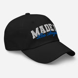 Made in Los Angeles - Unisex Embroidered Baseball Cap-black-semi front view