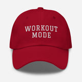 Workout Mode - 3D Puff Embroidered Gym Baseball Cat - Unisex Workout Hat - red - front view