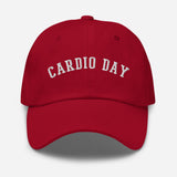 Cardio Day - 3D Puff Embroidered Running Baseball Cap - Unisex Workout Hat - red - front view