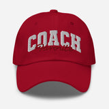 Favorite Coach - 3D Puff Embroidered Baseball Cap - Unisex Adjustable Cotton Twill Dad Hat - red - front view