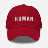 Human-Embroidered Unisex Baseball Cap-Adjustable Dad Hat-red-front view