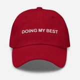 Doing My Best-Embroidered Minimalist Unisex Baseball Cap-Adjustable Cotton Dad Hat-red-front view