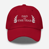 Dad of The Year-Embroidered Baseball Cap-Adjustable Cotton Twill Dad Hat-red-front view