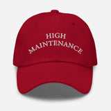 High Maintenance-Embroidered Unisex Baseball Cap-Adjustable Cotton Twill Dad Hat-red-front view