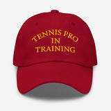 Tennis Pro in Training-Fun Embroidered Unisex Baseball Cap-Adjustable Cotton Twill Dad Hat-red-front view