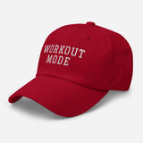Workout Mode - 3D Puff Embroidered Gym Baseball Cat - Unisex Workout Hat - red - semi front view