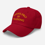 Tennis Pro in Training-Fun Embroidered Unisex Baseball Cap-Adjustable Cotton Twill Dad Hat-red-semi front view