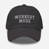 Workout Mode - 3D Puff Embroidered Gym Baseball Cat - Unisex Workout Hat - gray - front view