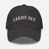 Cardio Day - 3D Puff Embroidered Running Baseball Cap - Unisex Workout Hat- gray - front view