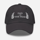 Dad of The Year-Embroidered Baseball Cap-Adjustable Cotton Twill Dad Hat-dark gray-front view