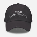 High Maintenance-Embroidered Unisex Baseball Cap-Adjustable Cotton Twill Dad Hat-dark gray-front view