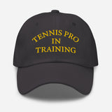 Tennis Pro in Training-Fun Embroidered Unisex Baseball Cap-Adjustable Cotton Twill Dad Hat-dark gray-front view