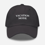 Vacation Mode-Fun Embroidered Unisex Baseball Cap-Adjustable Cotton Twill Dad Hat-dark gray-front view