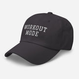 Workout Mode - 3D Puff Embroidered Gym Baseball Cat - Unisex Workout Hat - gray - semi front view