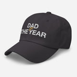 Dad of The Year-Unisex Embroidered Baseball Cap-Adjustable Dad Hat-charcoal-semi front view