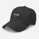 I'm Ok-Embroidered Minimalist Unisex Baseball Cap-Fun Adjustable Cotton Twill Dad Hat-dark gray-semi front view